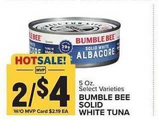 Food Lion Bumble bee solid white tuna offer