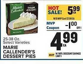 Food Lion Marie callender's dessert pies offer