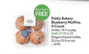 Publix Publix bakery blueberry muffins 4-count offer