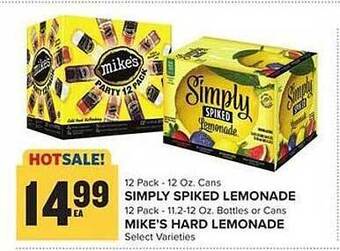 Food Lion Simply spiked lemonade, mike's hard lemonade offer