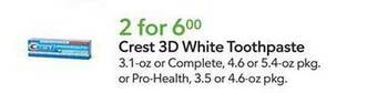 Publix Crest 3d white toothpaste offer