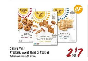Sprouts Farmers Market Simple mills crackers, sweet thins or cookies offer