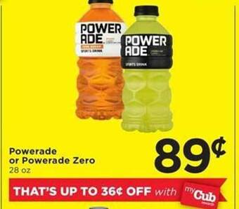 Cub Foods Powerade or powerade zero offer