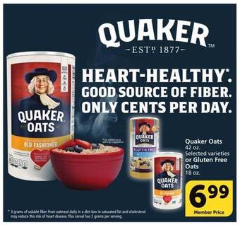 Vons Quaker oats or gluten free oats offer