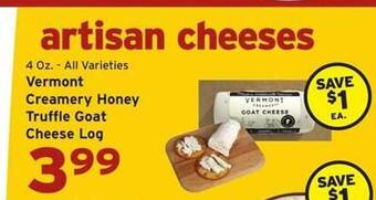 Hannaford Vermont creamery honey truffle goat cheese log offer