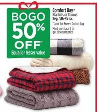 Dollar General Comfort bay blankets or throws offer