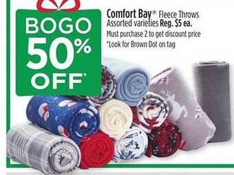 Dollar General Comfort bay fleece throws offer