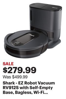 Best Buy Shark - ez robot vacuum rv912s with self-empty base, bagless, wi-fi - dark grey offer