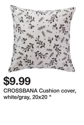 Ikea Crossbana cushion cover, white/gray, 20x20 " offer