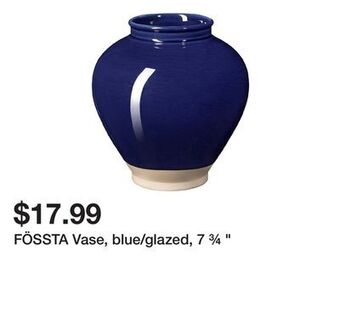 Ikea Fössta vase, blue/glazed, 7 ¾ " offer