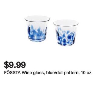 Ikea Fössta wine glass, blue/dot pattern, 10 oz offer