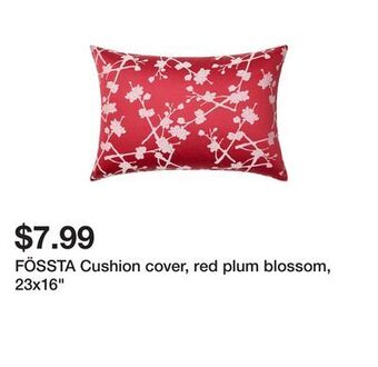 Ikea Fössta cushion cover, red plum blossom, 23x16" offer