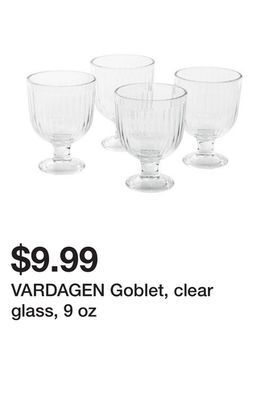 Ikea Vardagen goblet, clear glass, 9 oz offer
