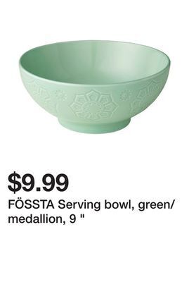 Ikea Fössta serving bowl, green/medallion, 9 " offer