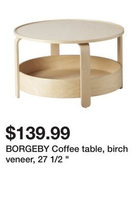 Ikea Borgeby coffee table, birch veneer, 27 1/2 " offer