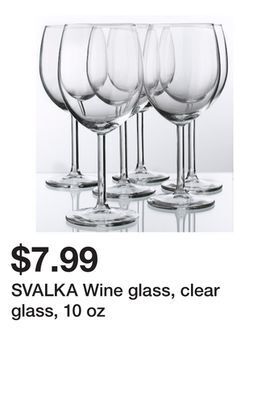 Ikea Svalka wine glass, clear glass, 10 oz offer