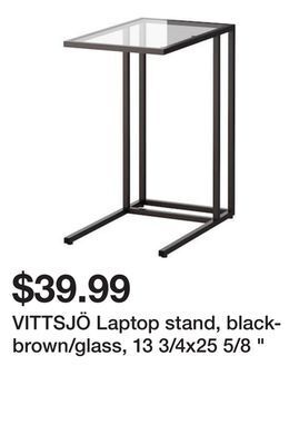Ikea Vittsjö laptop stand, black-brown/glass, 13 3/4x25 5/8 " offer