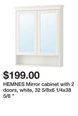 Ikea Hemnes mirror cabinet with 2 doors, white, 32 5/8x6 1/4x38 5/8 " offer