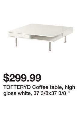 Ikea Tofteryd coffee table, high gloss white, 37 3/8x37 3/8 " offer