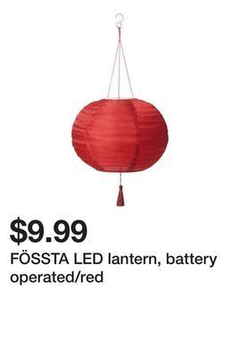 Ikea Fössta led lantern, battery operated/red offer