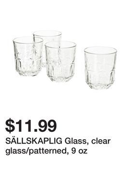 Ikea Sällskaplig glass, clear glass/patterned, 9 oz offer