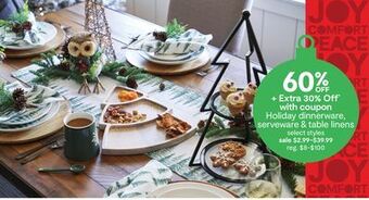 JC Penney Holiday dinnerware, serveware & table linens offer