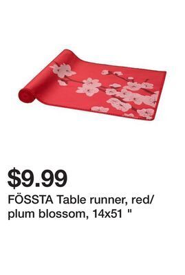 Ikea Fössta table runner, red/plum blossom, 14x51 " offer