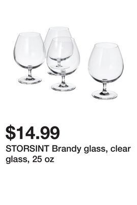 Ikea Storsint brandy glass, clear glass, 25 oz offer