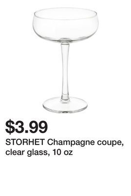 Ikea Storhet champagne coupe, clear glass, 10 oz offer