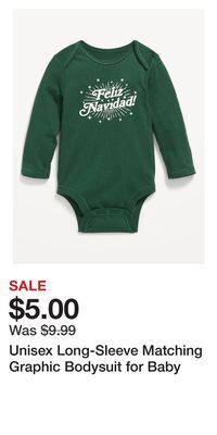 Old Navy Unisex long-sleeve matching graphic bodysuit for baby offer