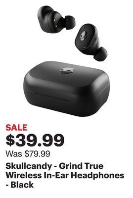 Best Buy Skullcandy - grind true wireless in-ear headphones - black offer