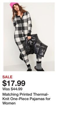 Old Navy Matching printed thermal-knit one-piece pajamas for women offer