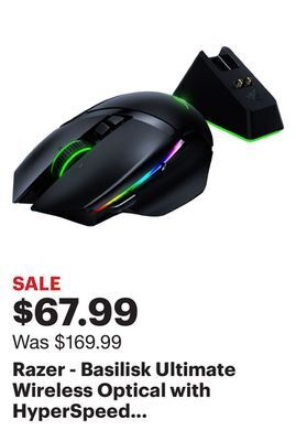 Best Buy Razer - basilisk ultimate wireless optical with hyperspeed technology and charging dock gaming mouse - black offer