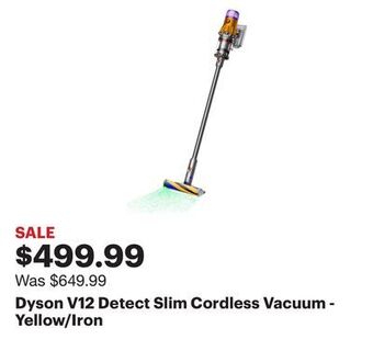 Best Buy Dyson v12 detect slim cordless vacuum - yellow/iron offer