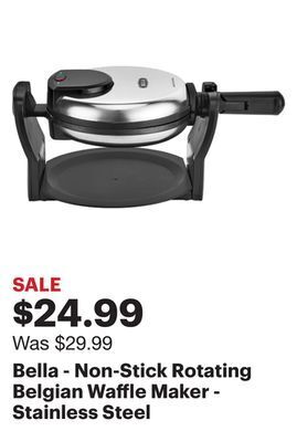Best Buy Bella - non-stick rotating belgian waffle maker - stainless steel offer