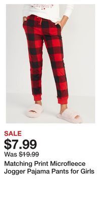 Old Navy Matching print microfleece jogger pajama pants for girls offer