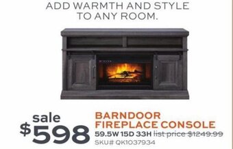 Slumberland Furniture Barndoor Fireplace Console offer