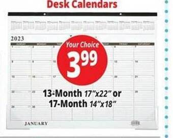 Ocean State Job Lot Desk calendars 13-month or 17-month offer