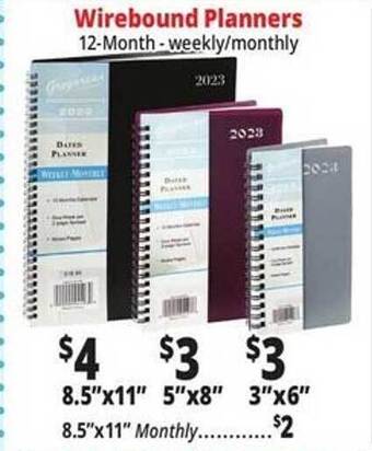 Ocean State Job Lot Wirebound planners offer