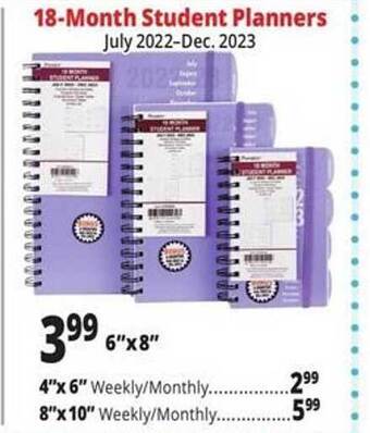 Ocean State Job Lot 18-month student planners offer