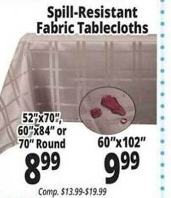 Ocean State Job Lot Spill-resistant fabric tablecloths offer