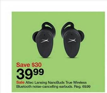 Target Altec lansing nanobuds true wireless bluetooth noise-cancelling earbuds offer