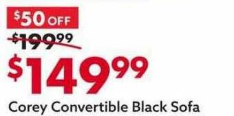 Big Lots Corey convertible black sofa offer