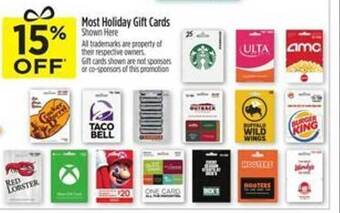 Dollar General Most holiday gift cards offer