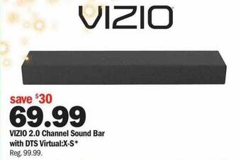 Meijer Vizio 2.0 channel sound bar with dts virtual:x-s offer
