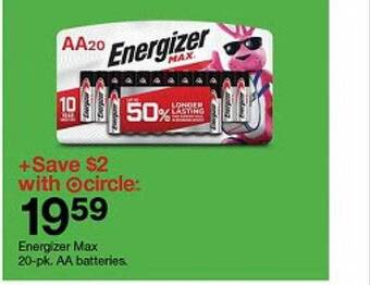 Target Energizer max 20-pk aa batteries offer