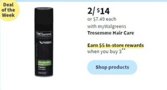 Walgreens Tresemme Hair Care offer