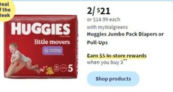 Walgreens Huggies Jumbo Pack Diapers or Pull-Ups offer