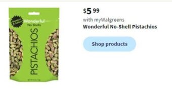 Walgreens Wonderful No-Shell Pistachios offer