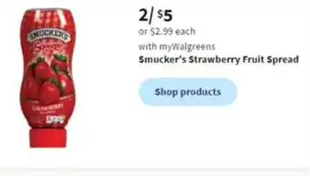 Walgreens Smucker's Strawberry Fruit Spread offer